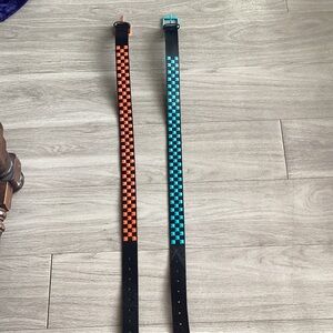 Emo Punk Checkered Belts Orange and Blue